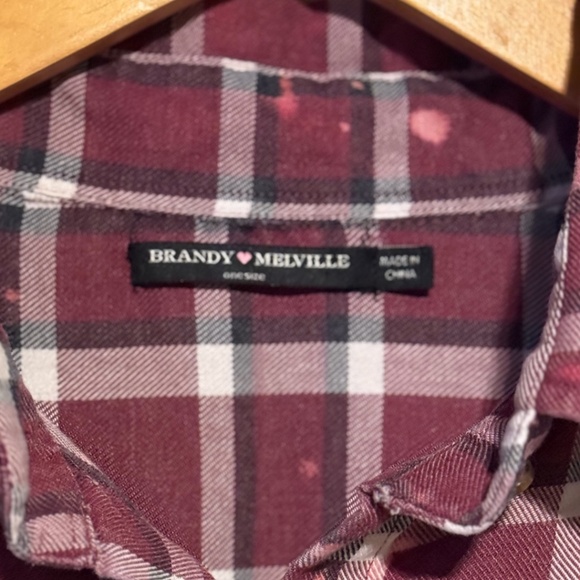 Brandy Melville Upcycled Hand Distressed Long Sleeve Flannel Shirt - Picture 2 of 11